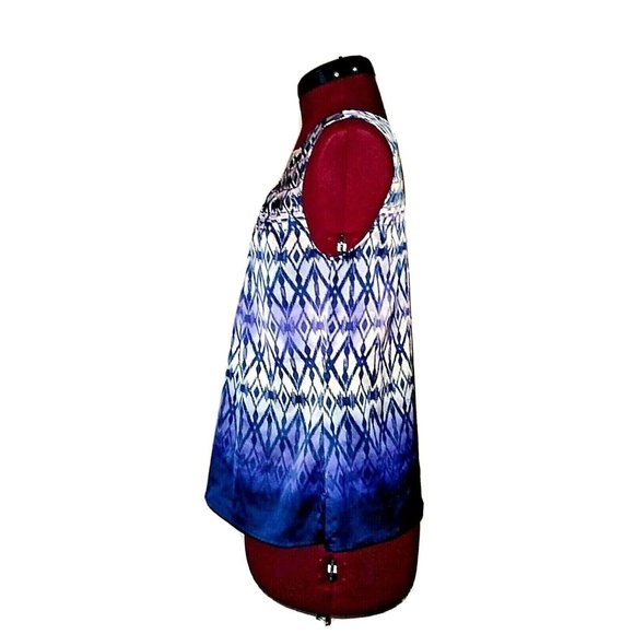 Chico's Womens Top Size 0 Small Multicolor Sleeveless Pleated Side Slits - Picture 3 of 5